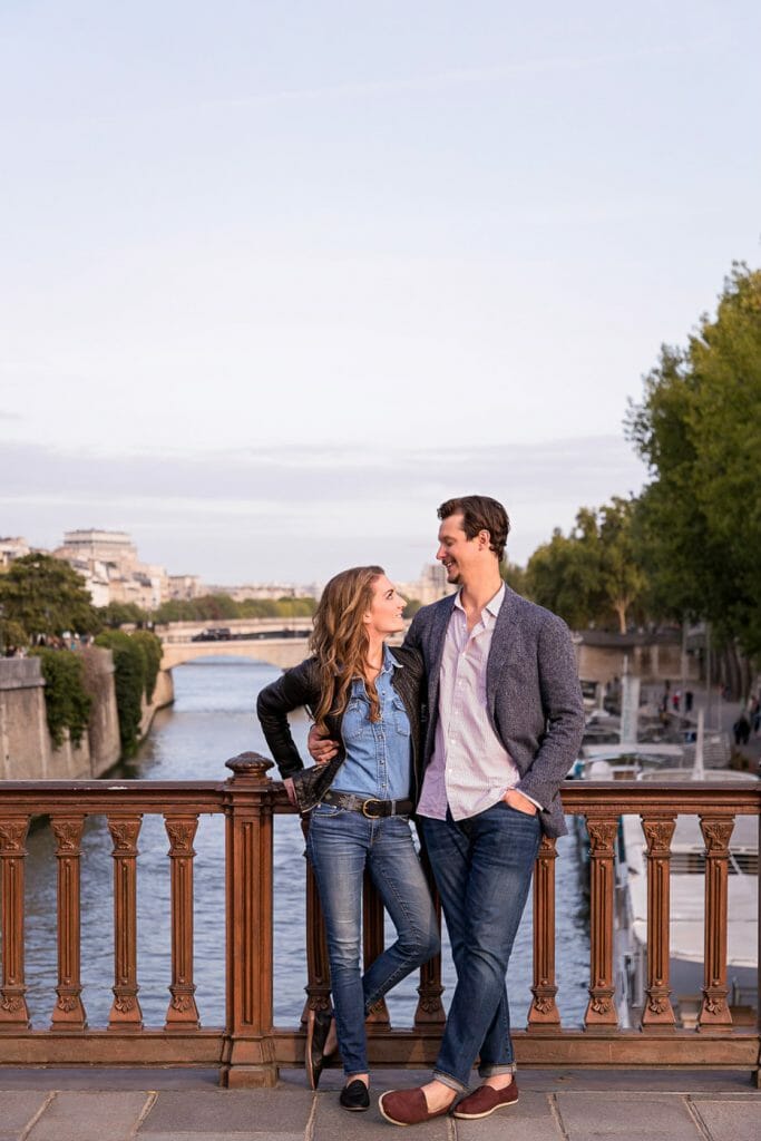 Casual engagement photos in Paris Notre Dame Cathedral