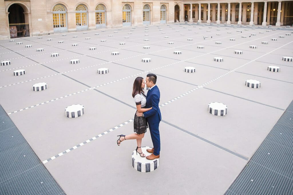 Best photo spots for couples in Paris Palais Royal