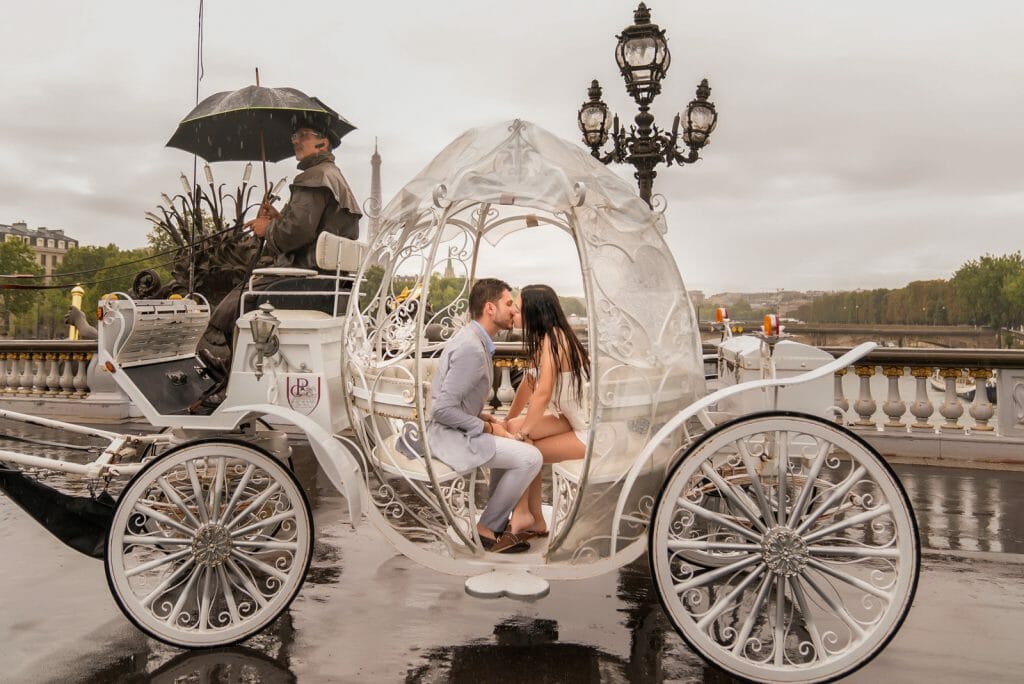 Cinderella horse carriage proposal in Paris