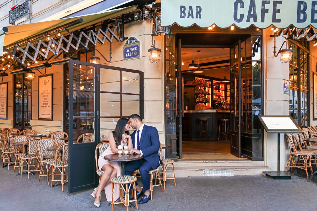 Couple photoshoot at Belloy Cafe Paris