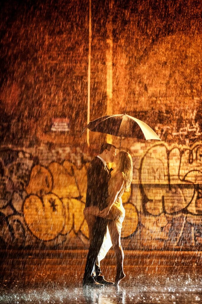 Rain engagement photos in NYC
