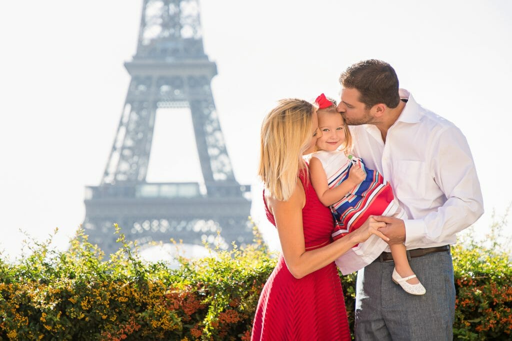 Professional Paris family portraits at Trocadero Eiffel Tower