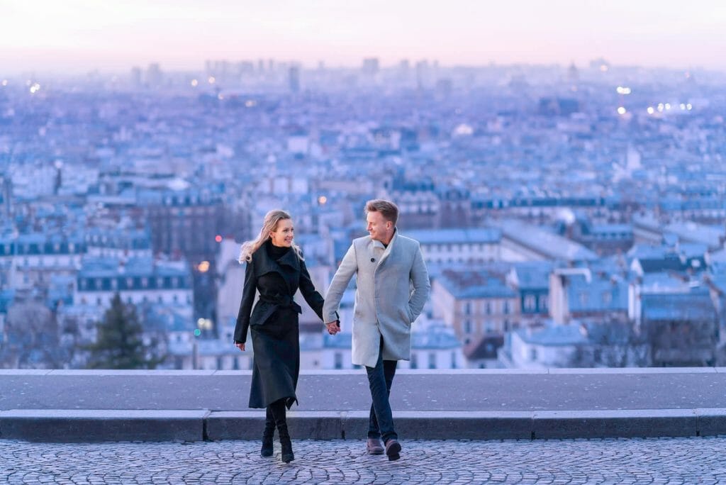 editorial Paris Couple photoshoot at Montmartre during sunrise