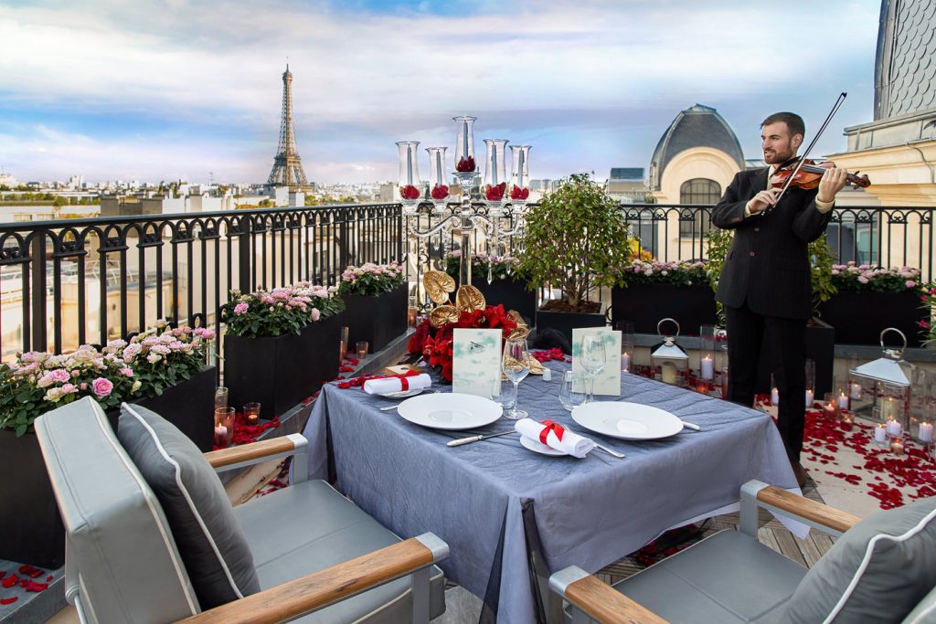 Exclusive Paris rooftop proposal at the Peninsula Hotel