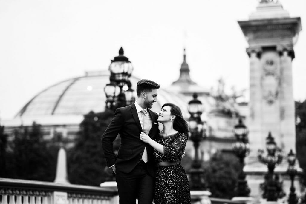 Beautiful black and white Paris photography on Alexander III Bridge