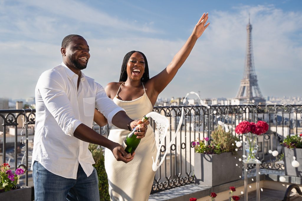 Proposal in Paris private rooftop Peninsula