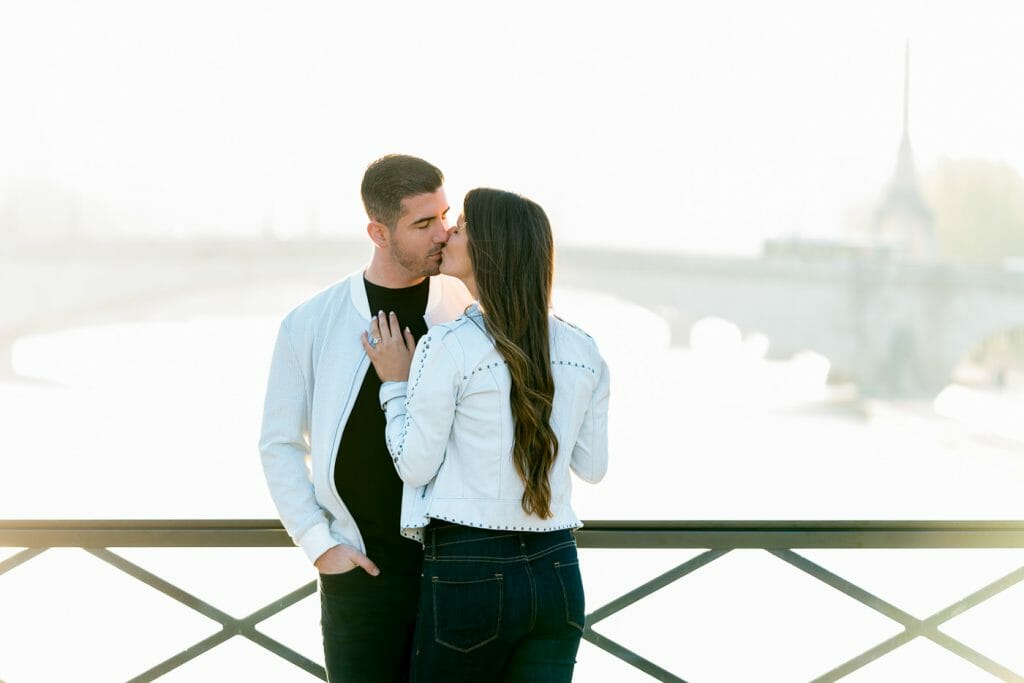 Simple poses for couples doing their engagement photos in Paris