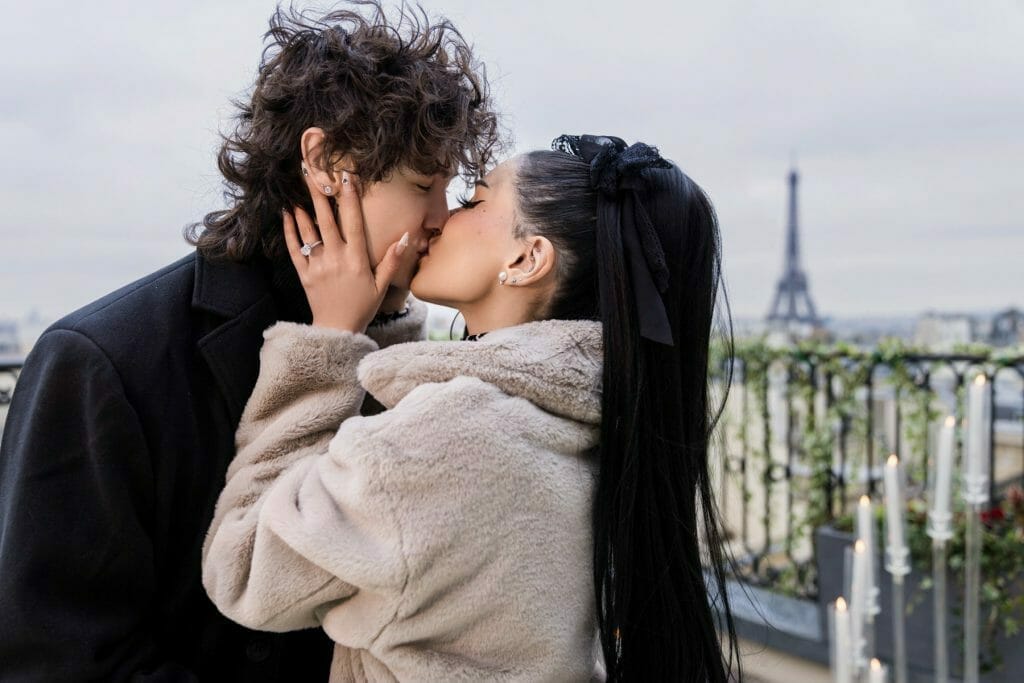 Celebrity Paris proposal on a private rooftop