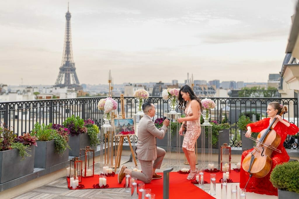 Fairytale Paris proposal at the Peninsula with a master cellist
