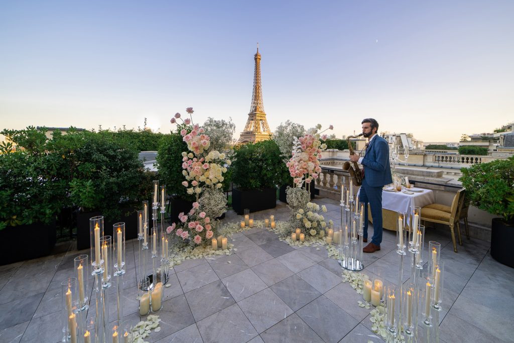 Luxury Shangri-La Eiffel Tower proposal with Paris Proposal Planner Chantelle-Marie