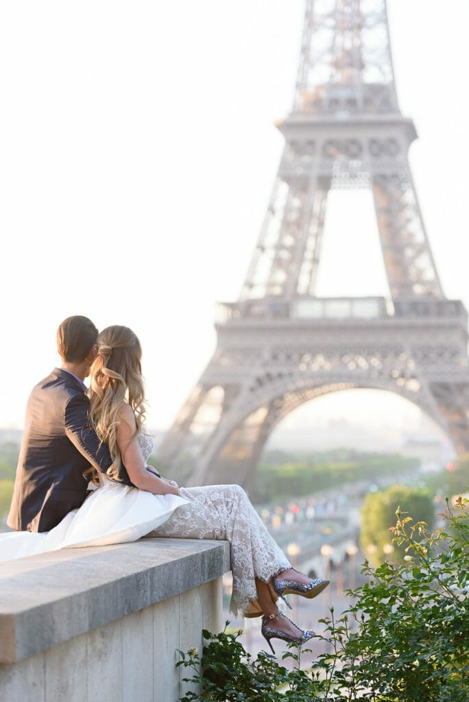 pre wedding photoshoot with Trocadero Eiffel Tower view