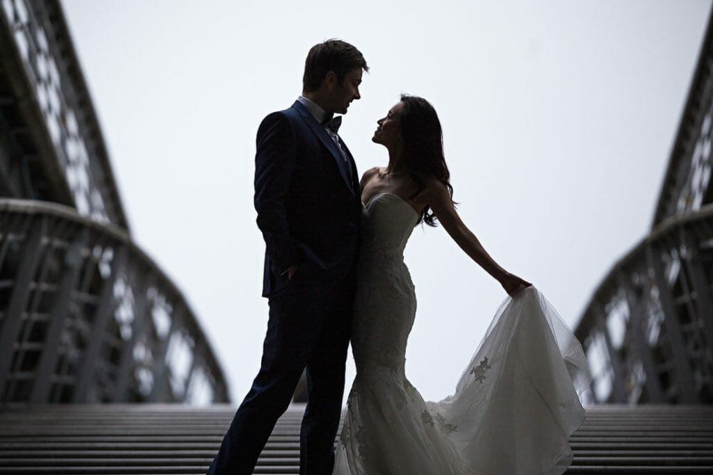 pre wedding shoot in paris bridge near Tuileries Gardens