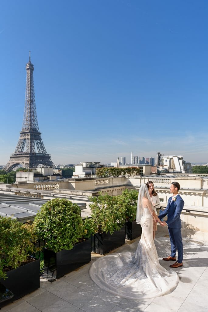 Paris elopement at Shangri la balcony