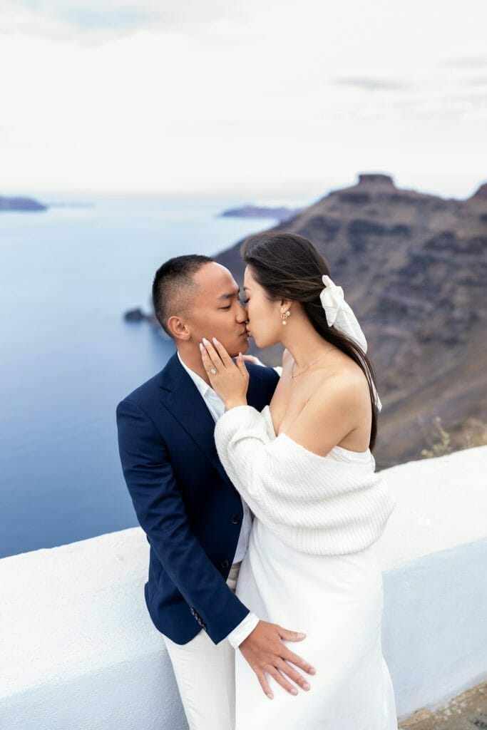 Romantic Santorini engagement photos