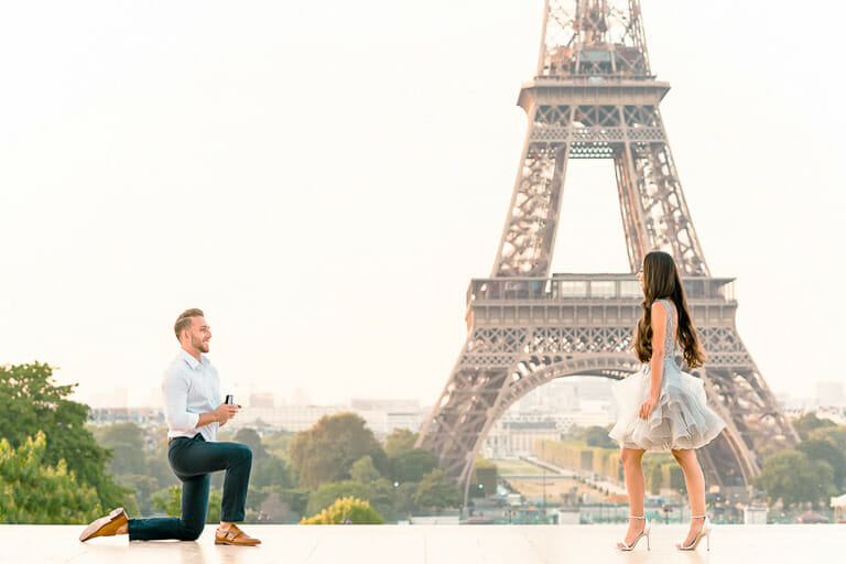 Famous Eiffel Tower proposal location in Paris