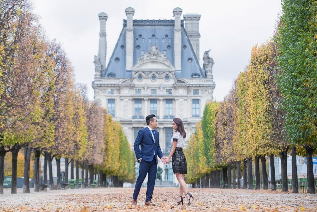 Paris couple package: Beautiful couple photos in the Tuileries Garden Paris
