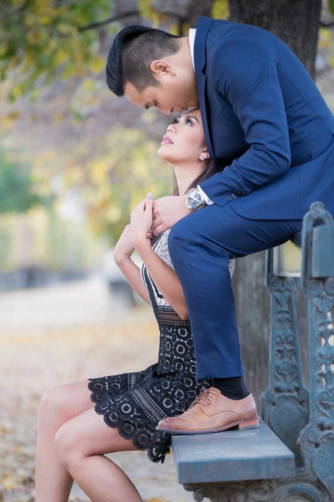 Beautiful couple photos in the Tuileries Garden Paris