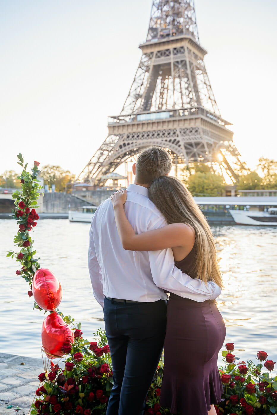 Dreamy Paris engagement photos taken at the Eiffel Tower after the proposal