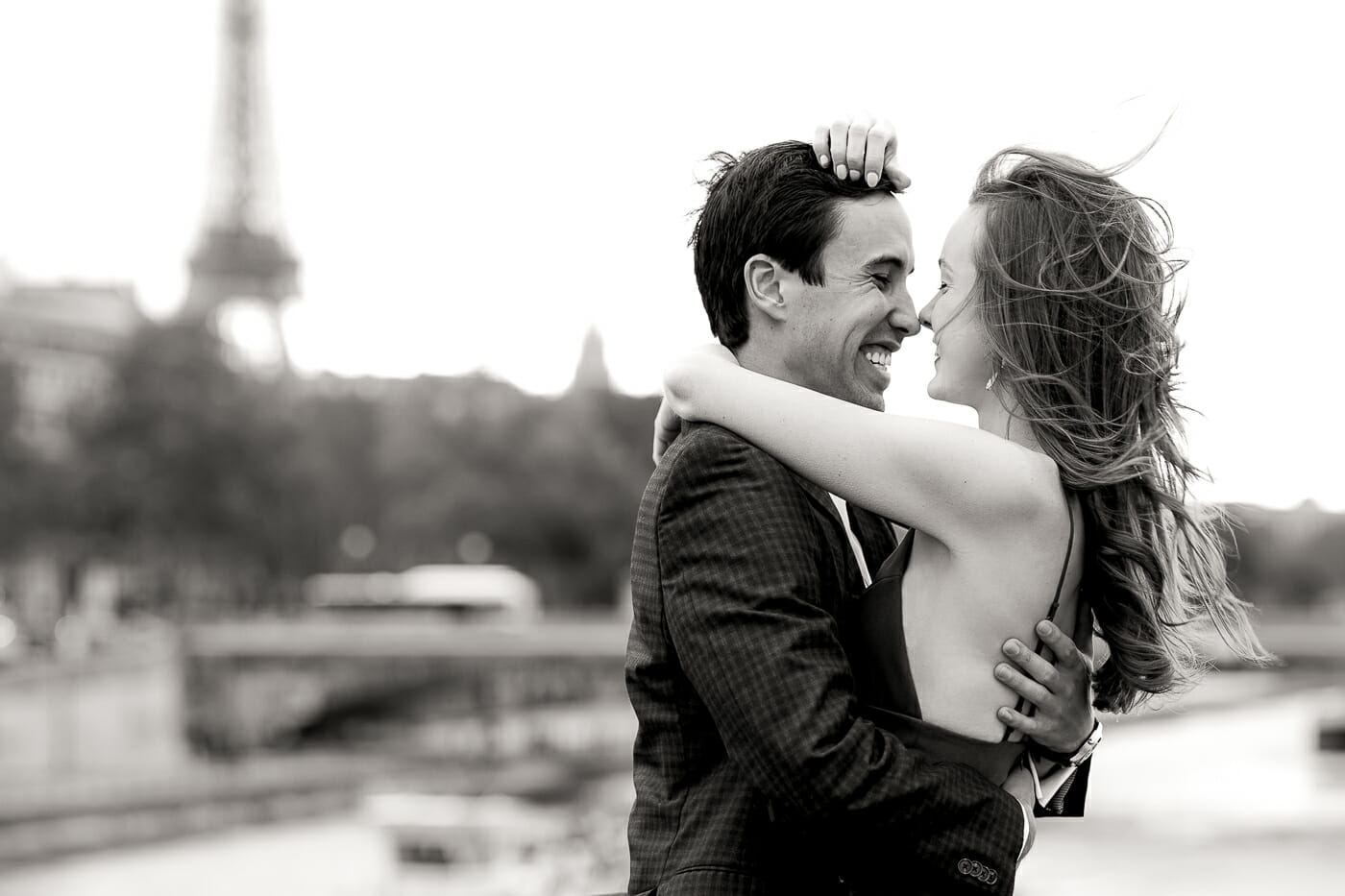 Cute Black and White couple photoshoot at Alexander III Bridge in Paris