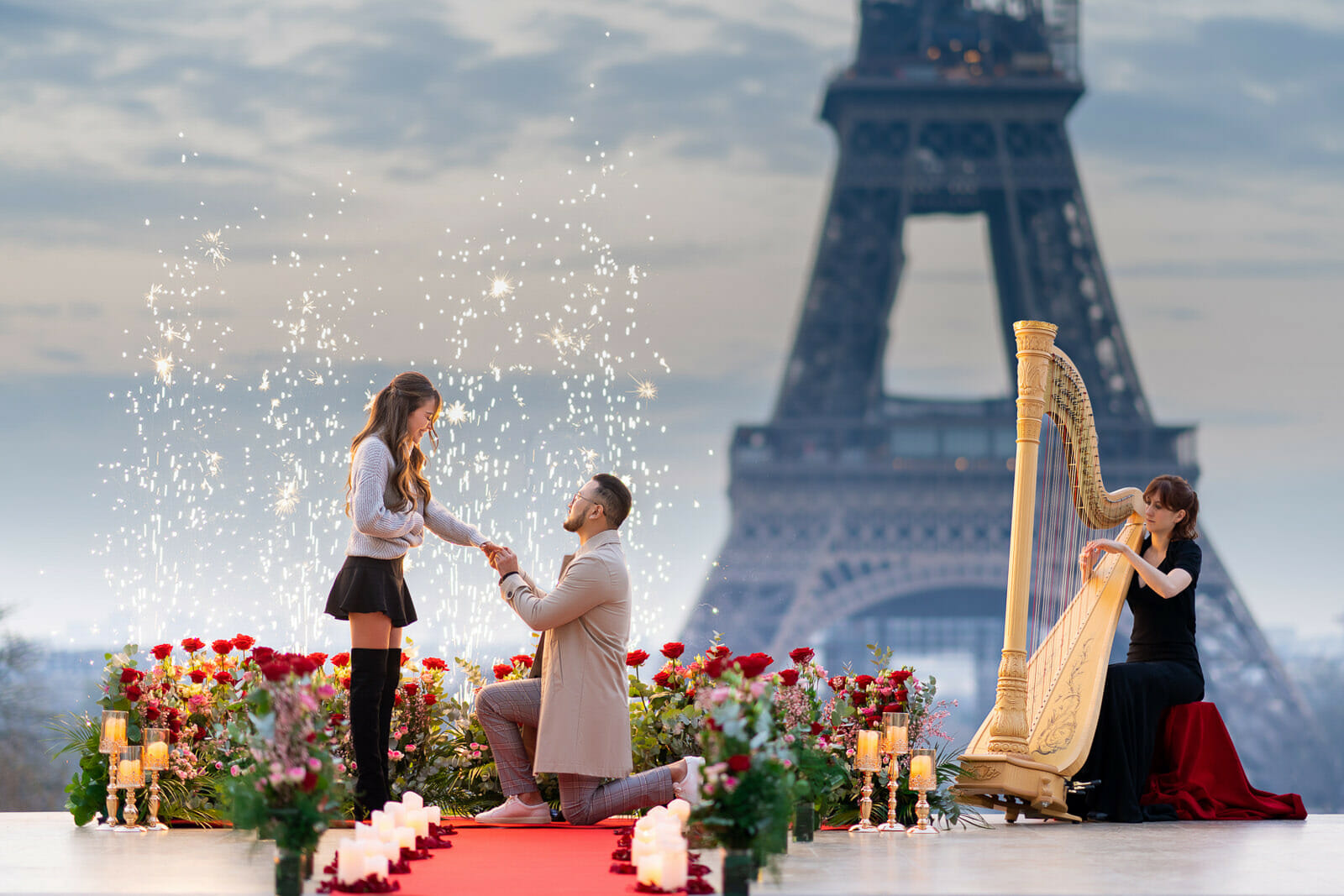 Epic Eiffel Tower Marriage Proposal at Trocadero Paris