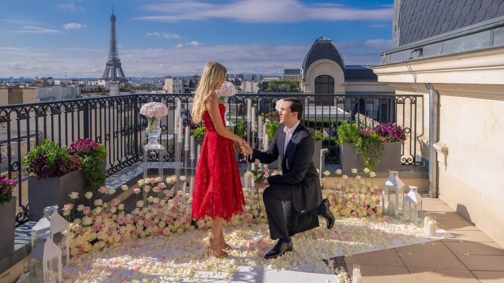 Fairytale Surprise Proposal at the Peninsula Paris Secret Table