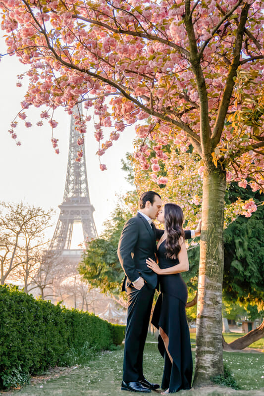 Hidden romantic places in Paris Eiffel Tower Cherry Blossoms