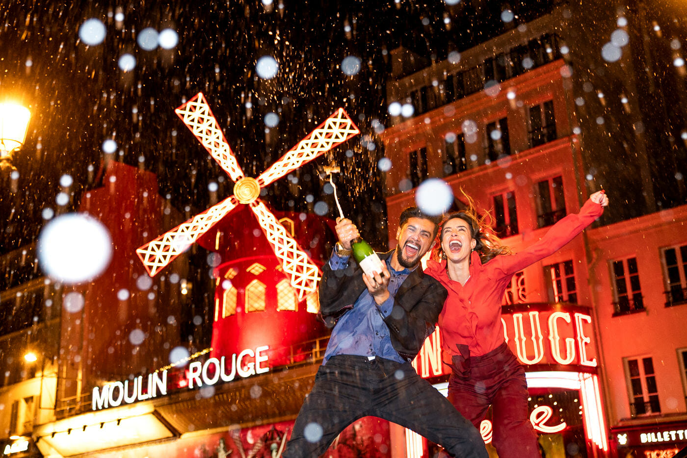 Epic Champagne Pop at Moulin Rouge in Paris