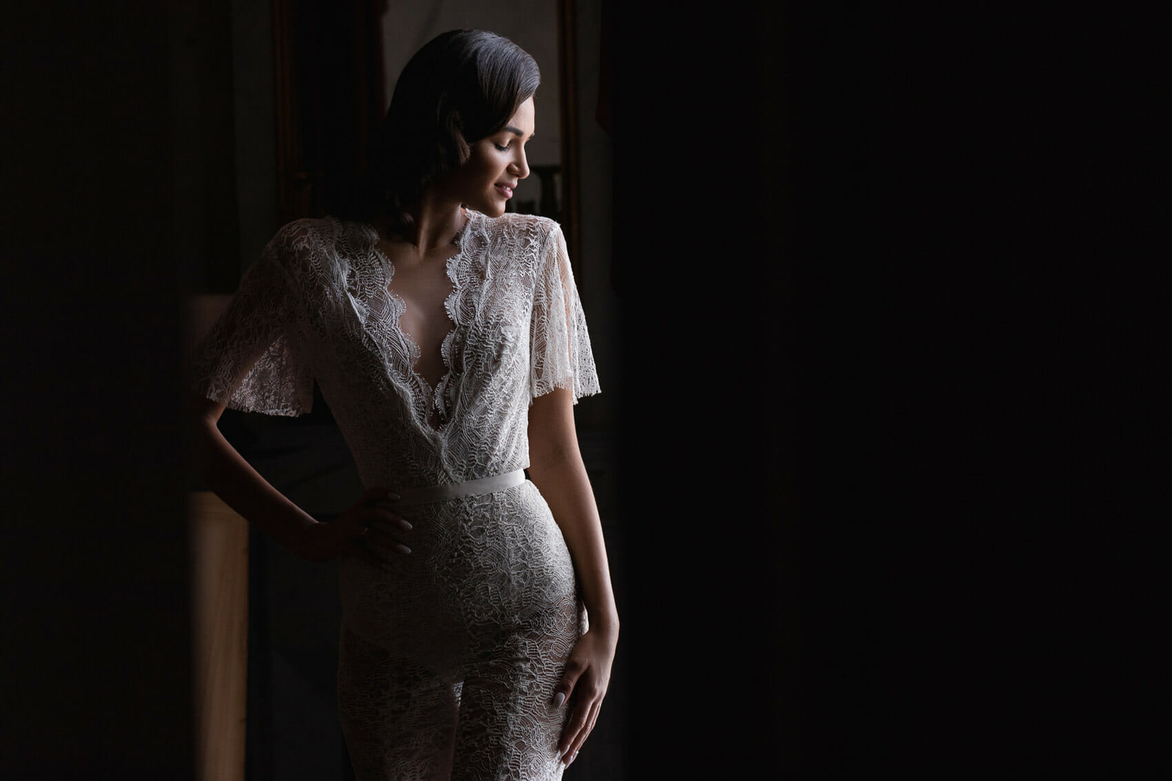 Luxury wedding dress at Villa Astor Italy