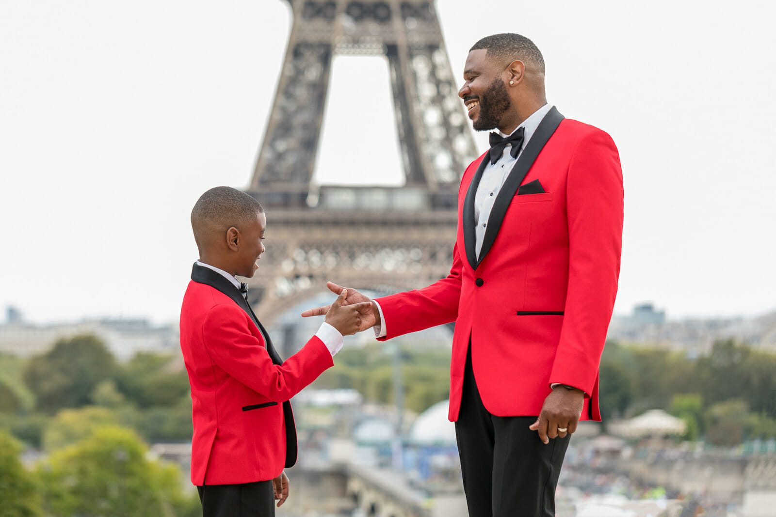 Stunning natural Dad and son Professional Paris family portrait at Trocadero Eiffel Tower