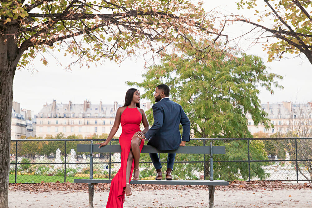 Paris engagement tips: engagement photos in the Tuileries Gardens