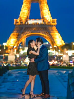 Romantic Paris photography at night