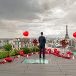 Paris proposal photographer Private Eiffel Tower Rooftop Proposal