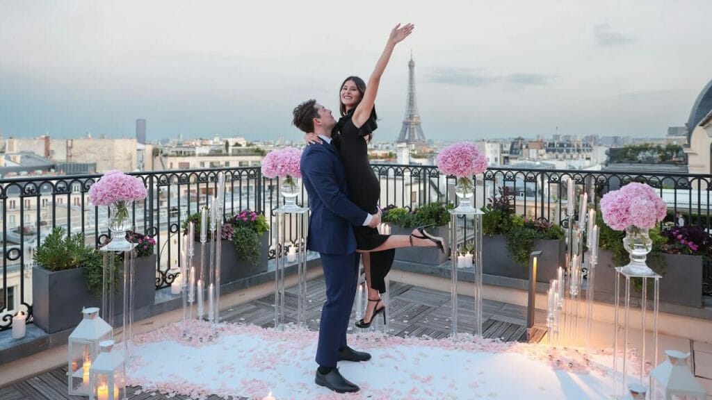 Private Rooftop Proposal at the Peninsula Paris