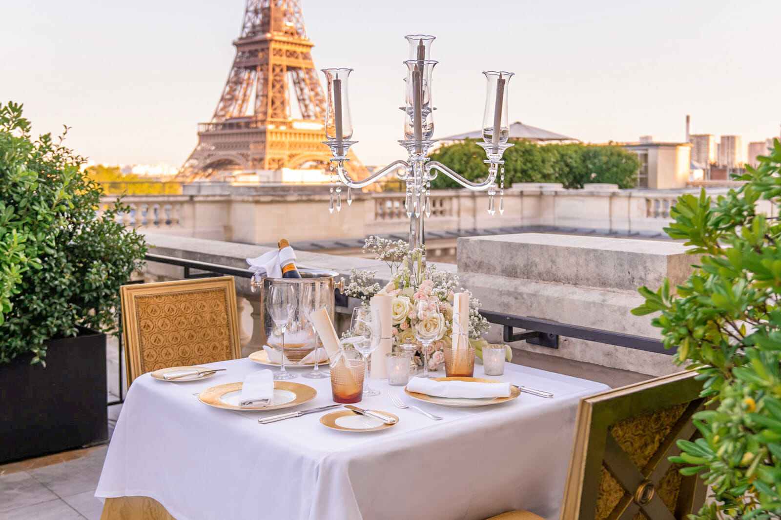 Private dining after the proposal Shangri-La Eiffel Tower terrace