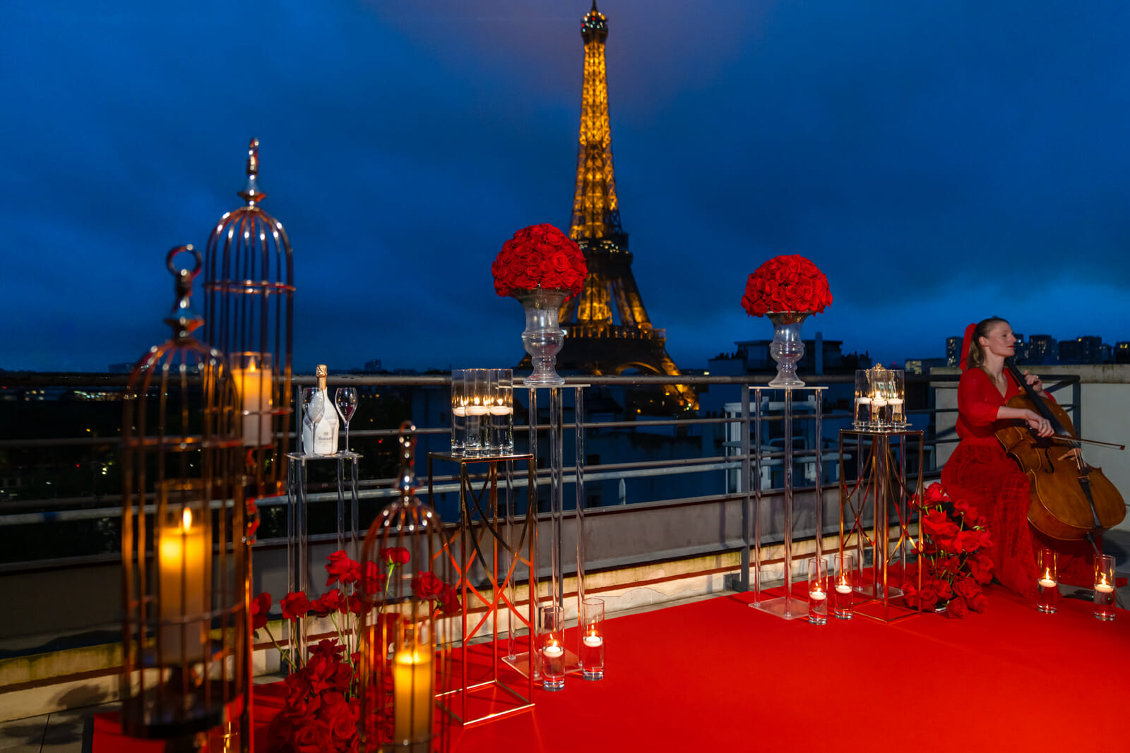Romantic Eiffel Tower proposal on a Shangri-La private terrace