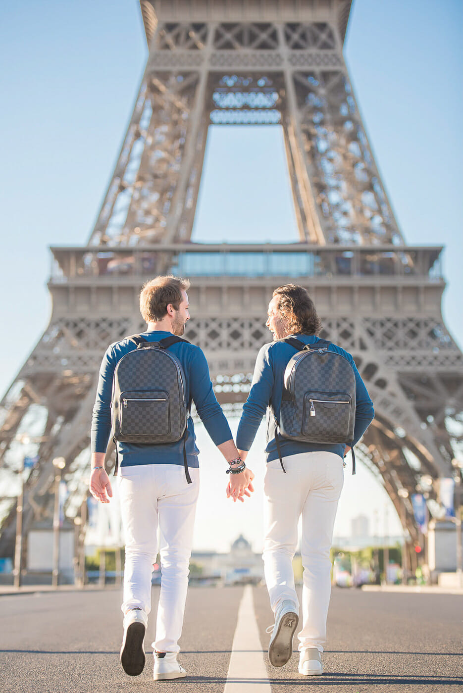 Stylish same-sex couple photos at the Eiffel Tower