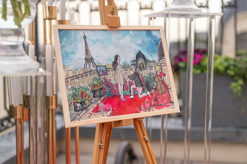 Paris proposal ideas with proposal setting drawn by a master painter