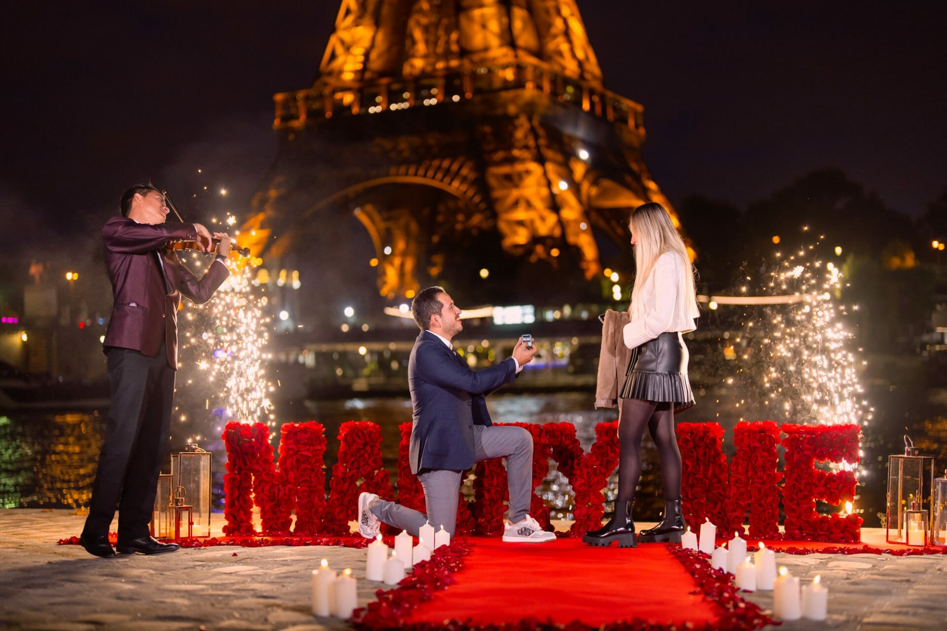 Marry Me Letters Eiffel tower proposal Seine River