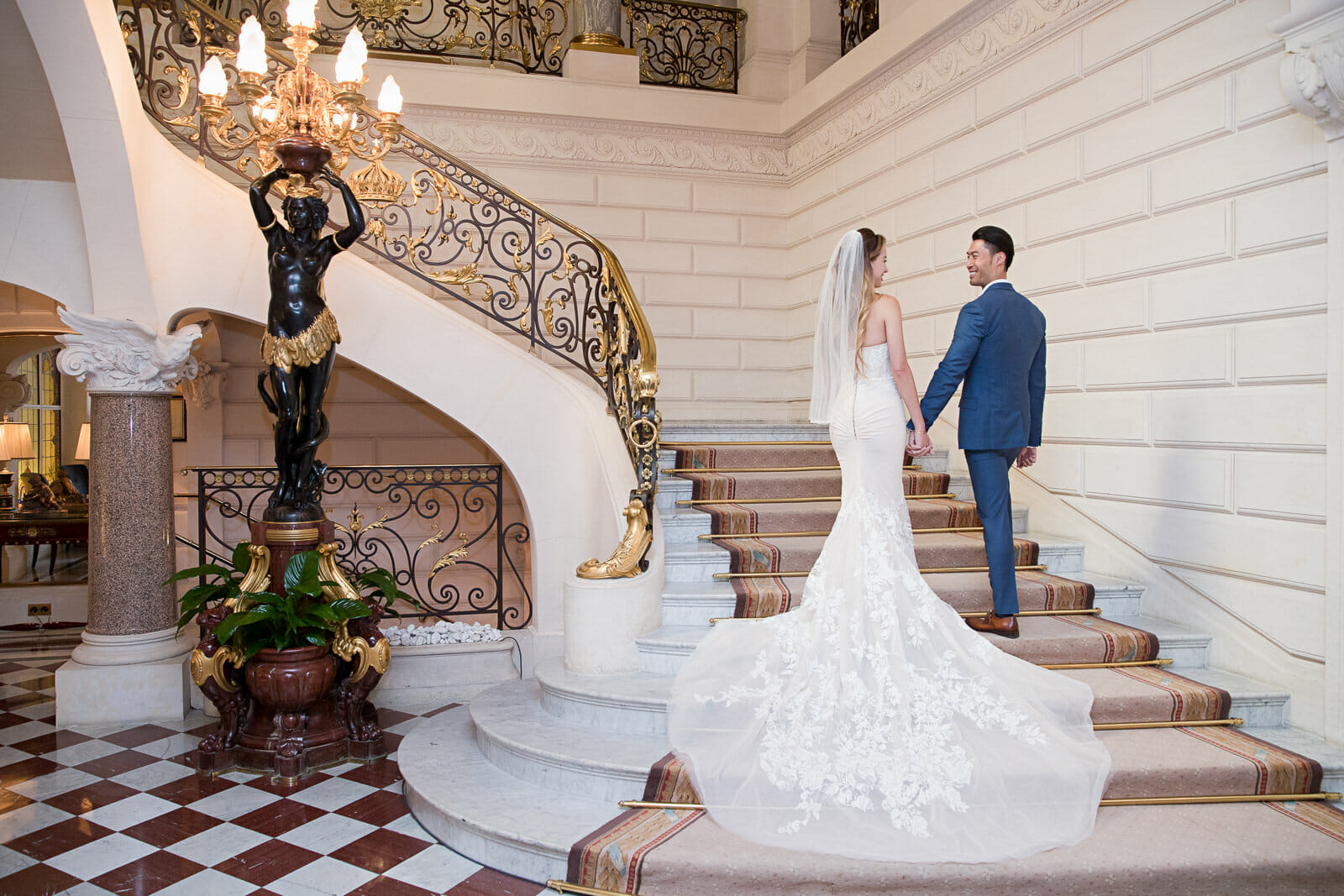 Paris elopement at shangri-la stairs