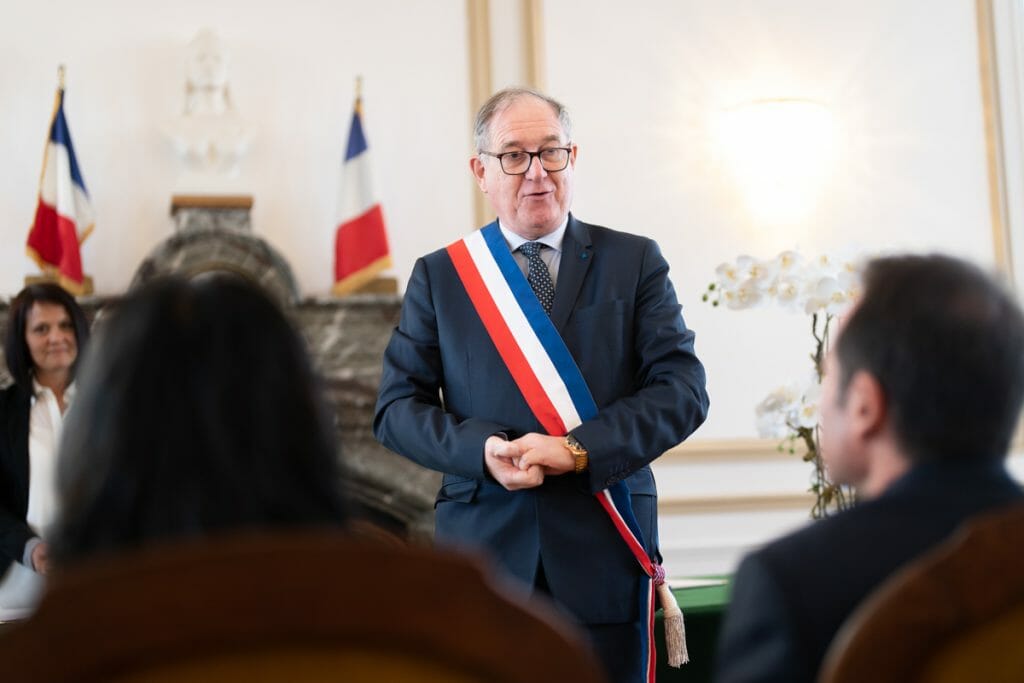 French civil marriages conducted by mayor at Mairie