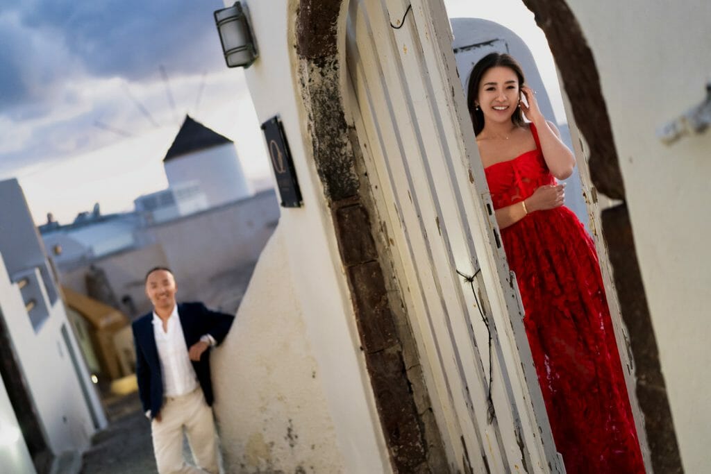 Romantic and cute Santorini evening shoot