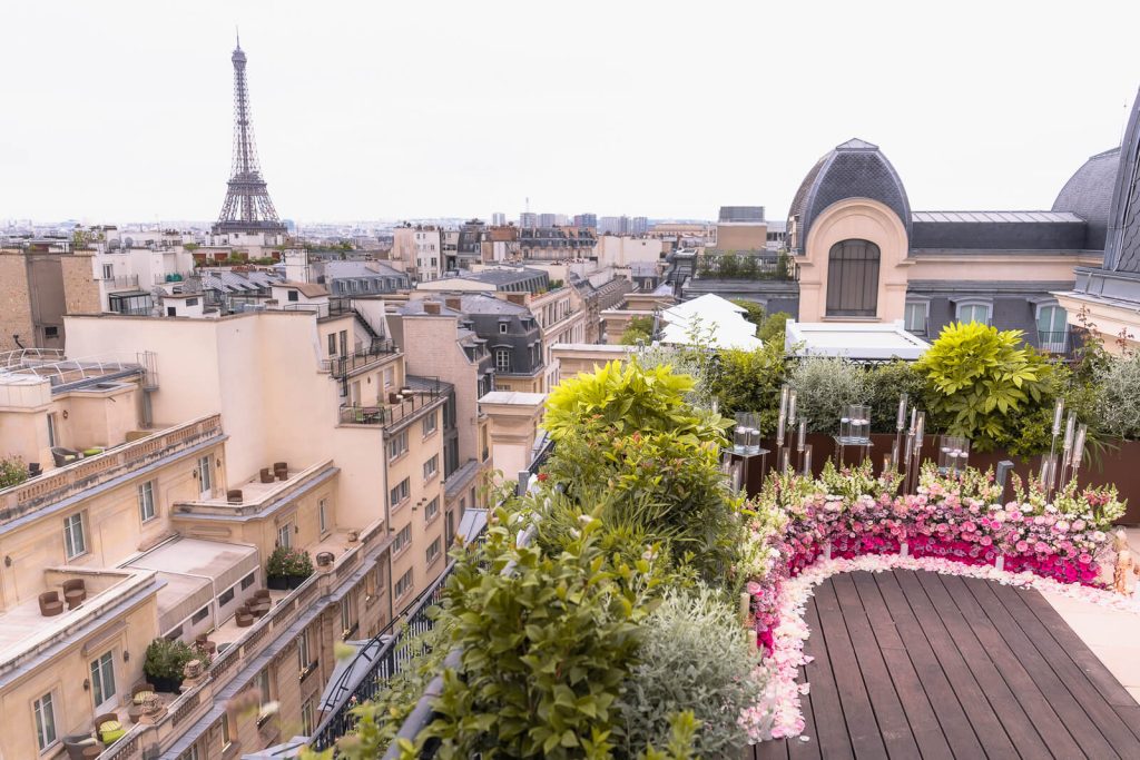 Romantic Bespoke Paris Proposal Peninsula Eiffel Tower Rooftop
