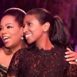 Celebrity Paris proposal planner Chantelle Streete hugging Oprah Winfrey at Princess Ameerah's royal wedding reception at Chateau Vaux-le-Vicomte