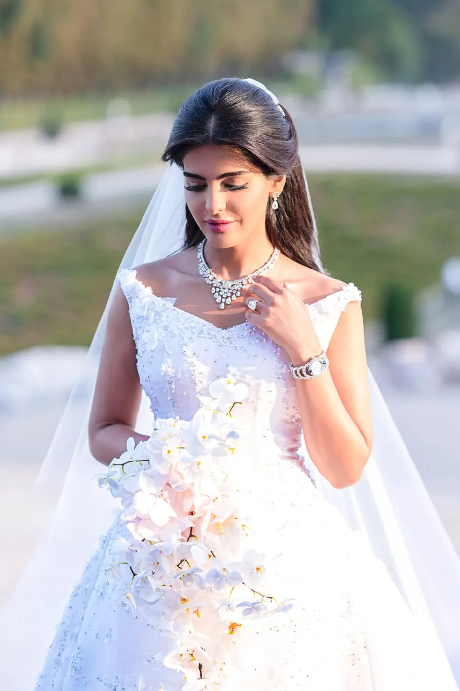 Luxury Paris wedding photographer captures bride in Dior Couture gown at Chateau Vaux le Vicomte